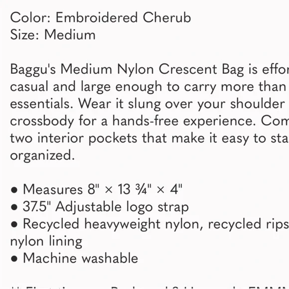 BAGGU NWT embroidered angel Cream Crossbody Bag - Picture 7 of 7